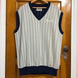 Bogey Boys Grey Navy Striped Golf Sweater Vest Men’s US Extra Large
